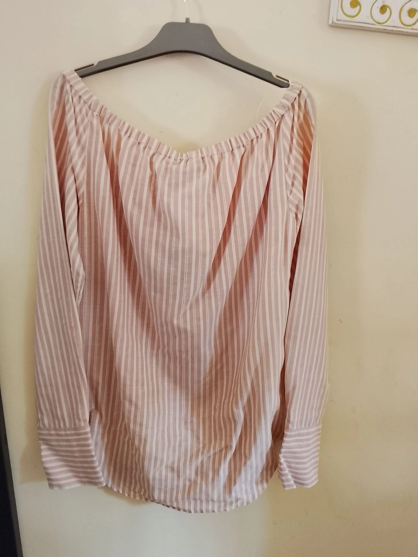 👒COP COPINE NOVO COM ETIQUETA TAMANHO 40 camisa listrada rosa/branco gola bardot 👒 – photo 3